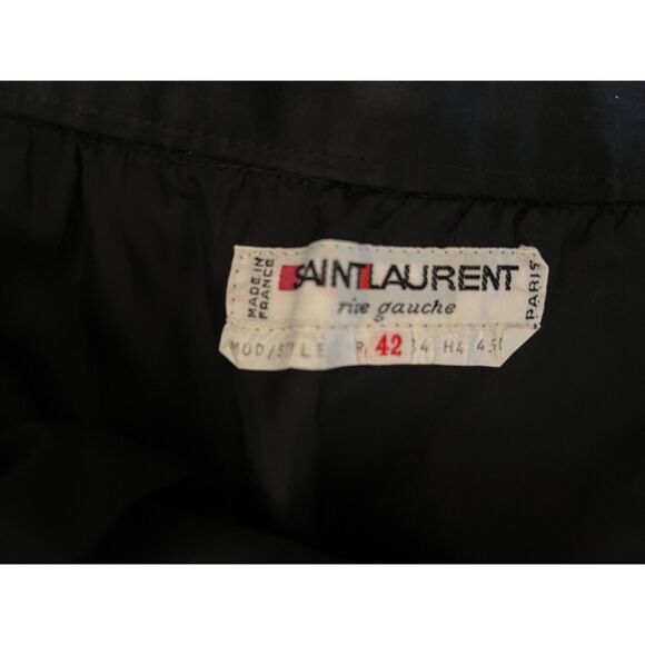 SAINT LAURENT RIVE GAUCHE BLACK SATIN SKIRT Sz: 42 - Picture 8 of 11